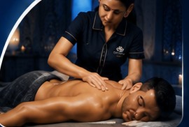 Massage relaxant profond sur table de soin
